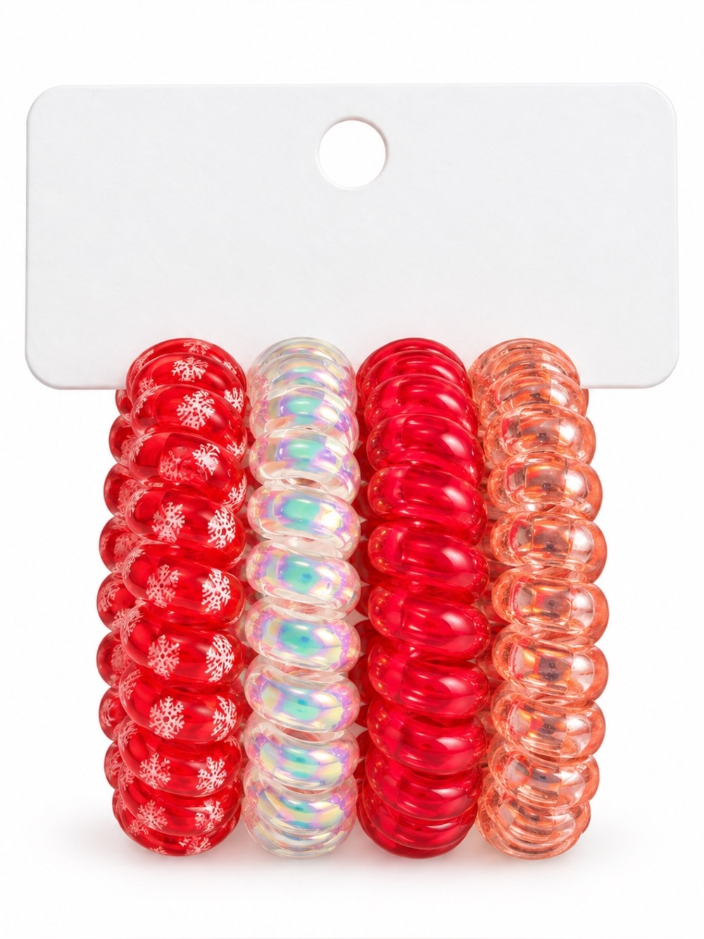 Red Snowflake Christmas Themed Teletie Tele-tie Dent & Wrinkle Free Hair Ties